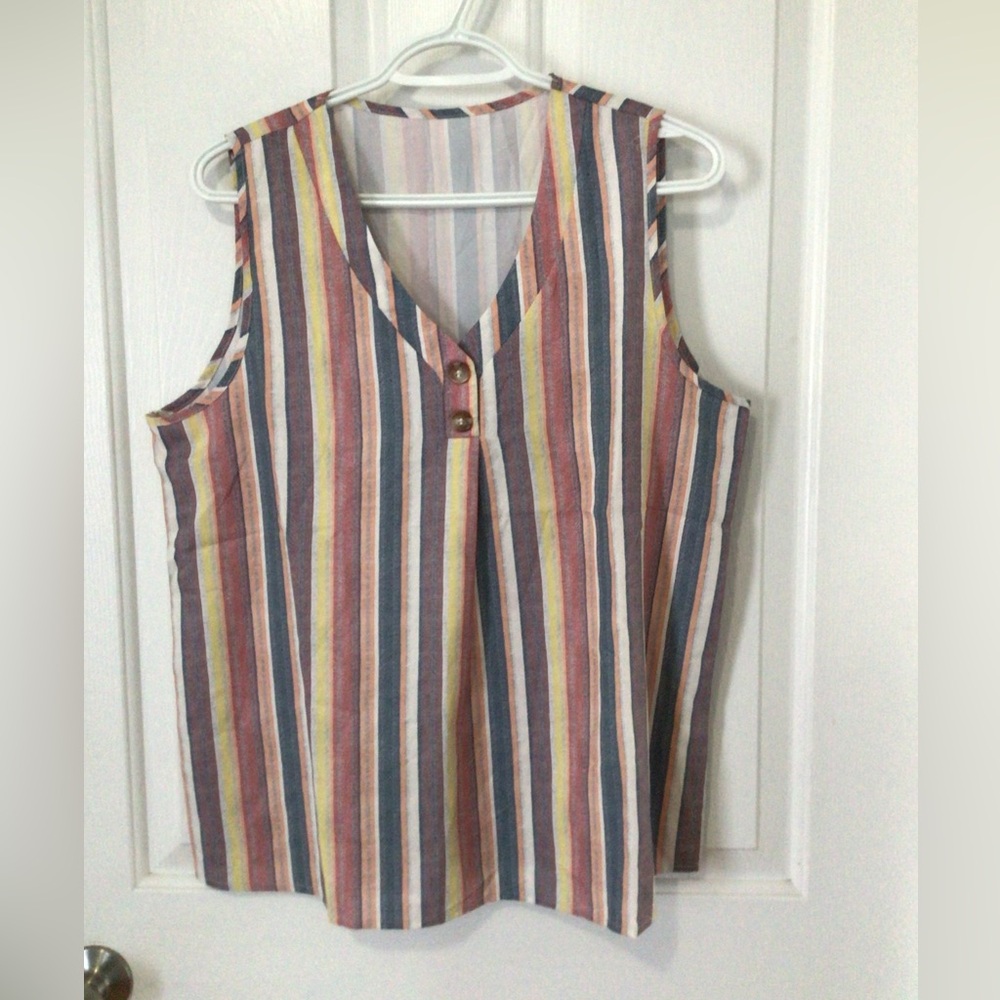 Striped Sleeveless Top! Sz. L! New Without Tags!